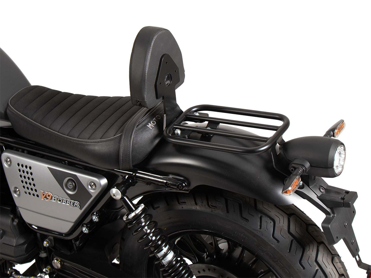 Hepco & Becker Drivers backrest black for Moto Guzzi V9 Bobber/Special Edition (2021-2025) in combi whit Solorack 613559