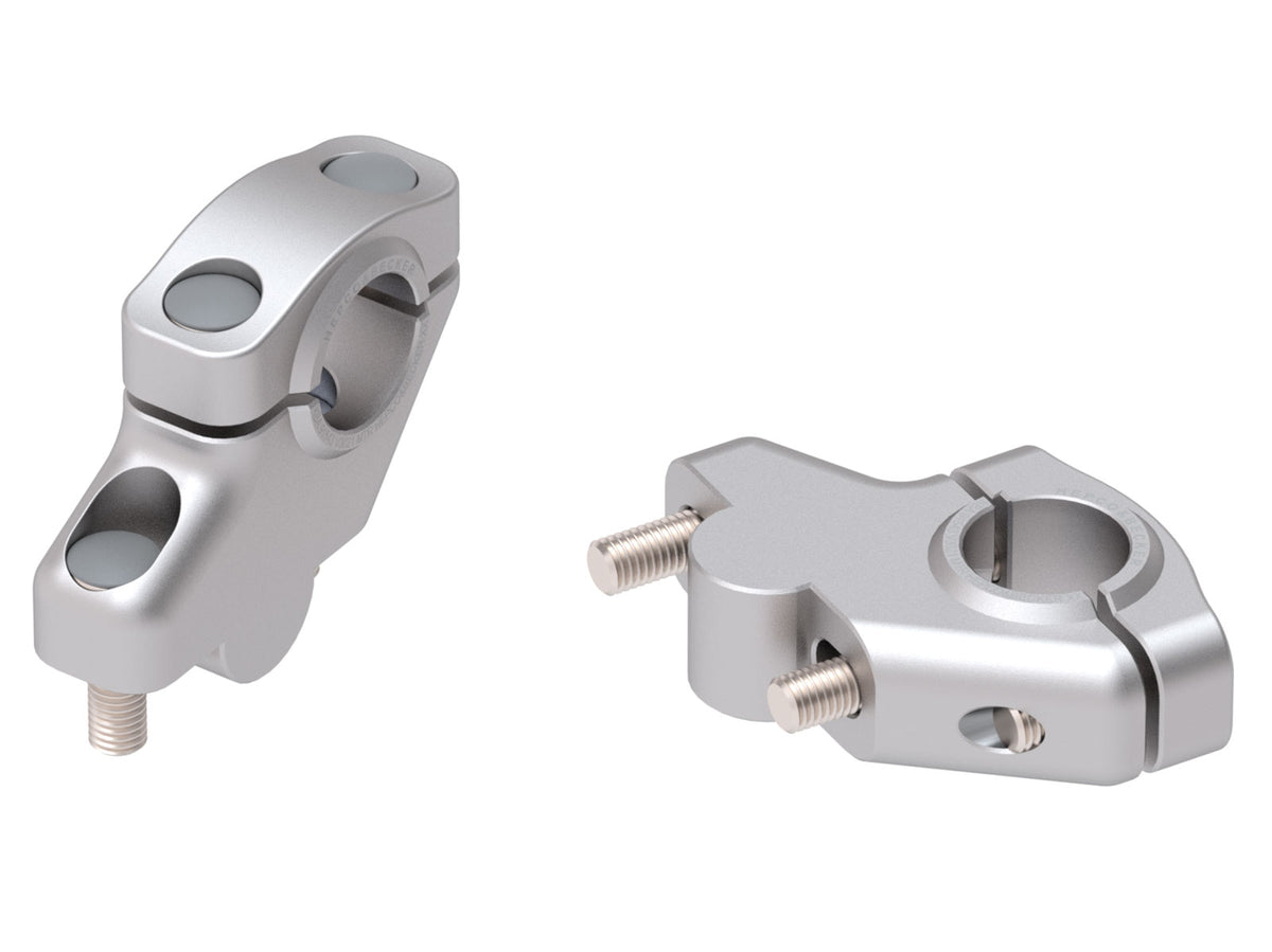 Hepco & Becker Offset Handlebar Riser for Suzuki GSF 650/S Bandit (2004-2016), 30mm up, 21mm back - silver