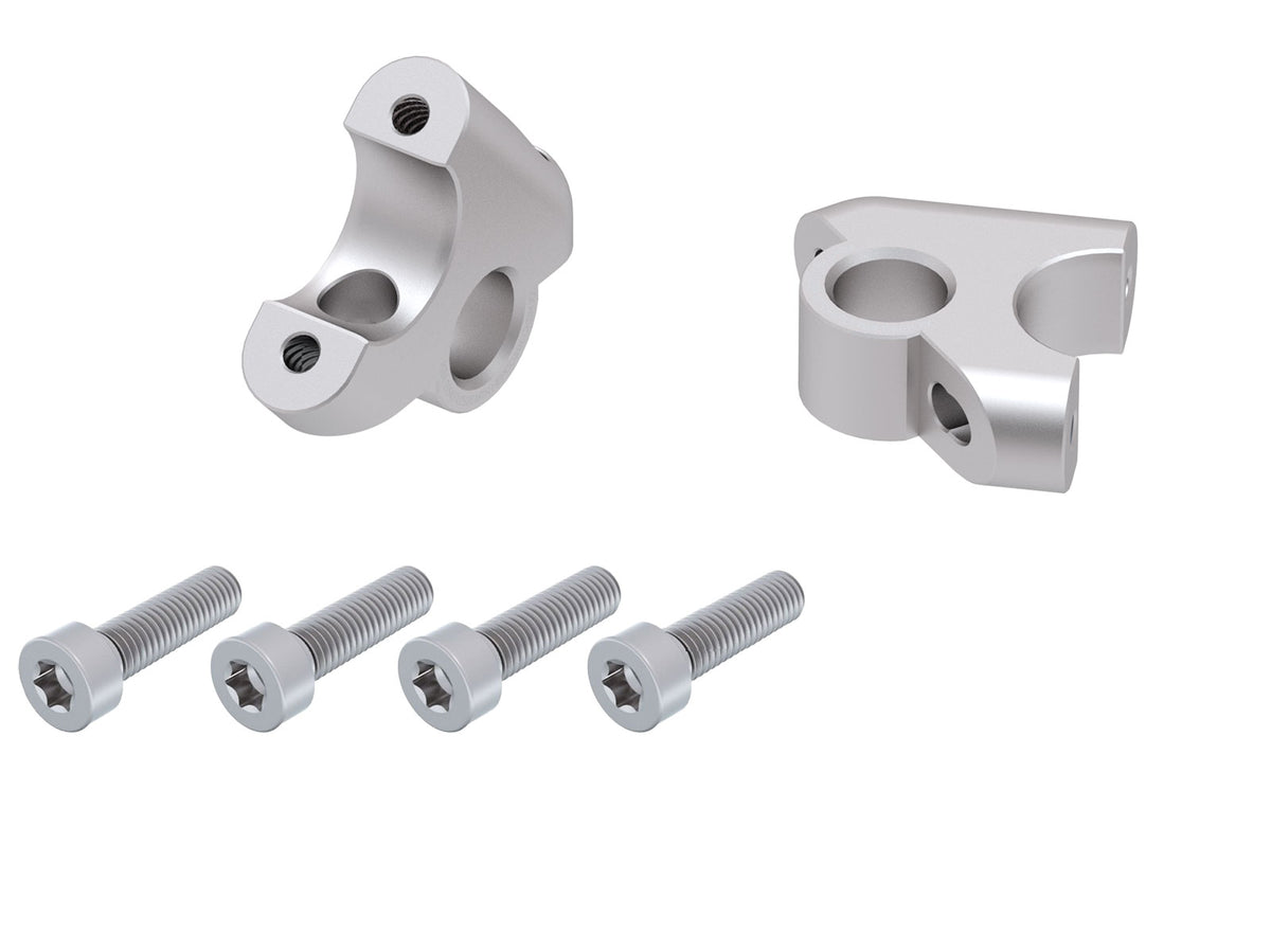 Hepco & Becker Handlebar riser with offset 30 mm high, 24 mm back, silver for BMW R 1250 GS (2018-2023)