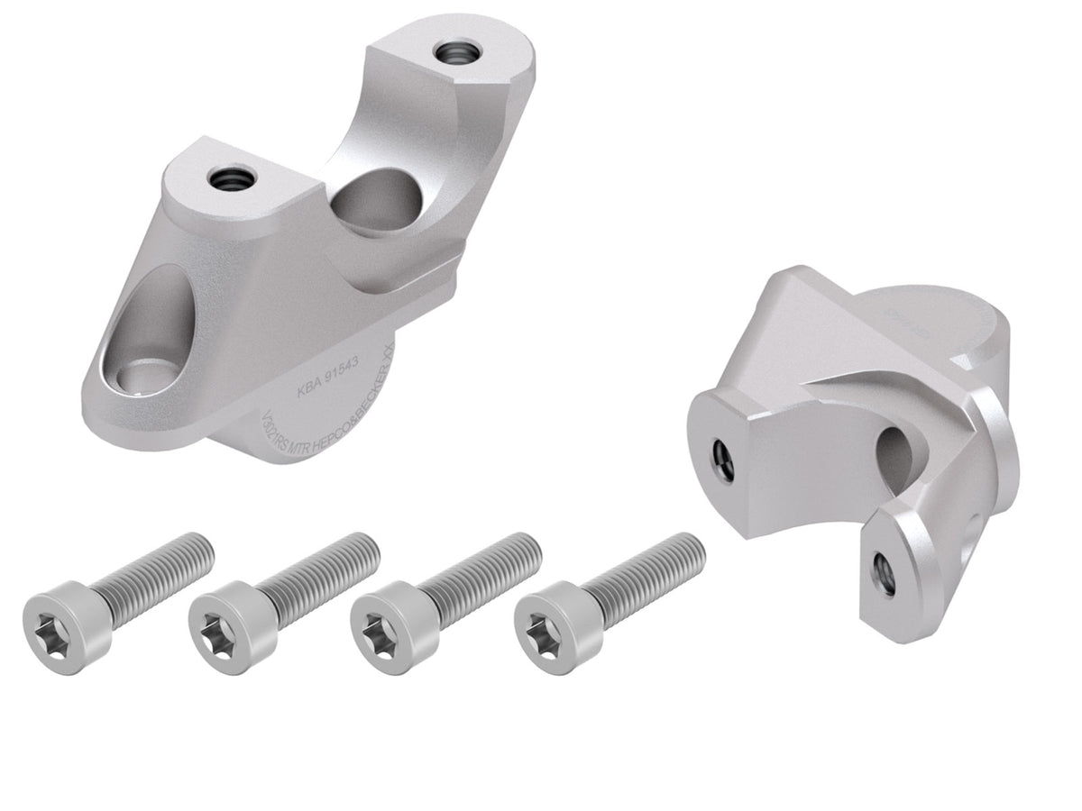 Hepco & Becker Handlebar riser with offset 30 mm high, 21 mm back, silver for BMW R 1250 RS (2019-) (only for RS handlebars)