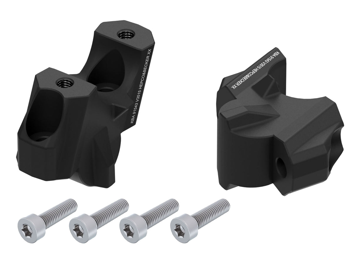 Hepco & Becker Handlebar riser with offset 35 mm high, 15 mm back, black for BMW M 1000 R (2023-)