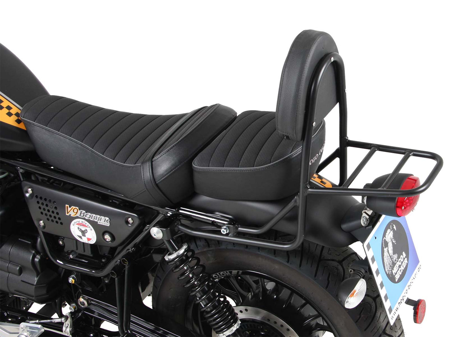 Hepco & Becker Sissybar with rearrack black for Moto Guzzi V9 Bobber/Special Edition (2021-2025) (long seat)