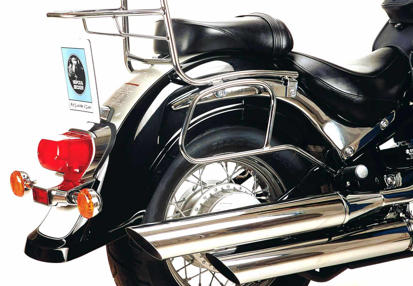 Hepco & Becker Leather bag holder tube-type - chrome for Suzuki VL 800 Intruder LC Volusia (2001-2016) / C 800 Intruder / Black Edition (2005-2016)