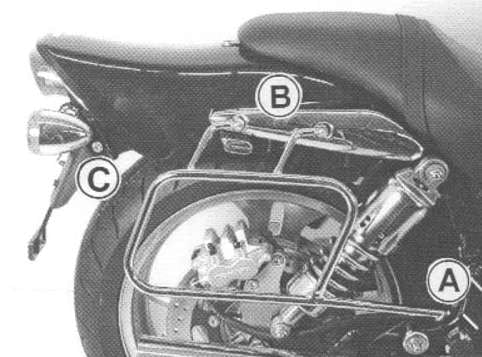 Hepco & Becker Leather bag holder tube-type - chrome for Suzuki VZ 1600 Marauder/M 1600 Intruder (2004-2005)