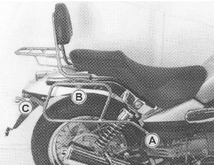 Hepco & Becker Leather bag holder tube-type - chrome for Moto Guzzi Nevada Classic V 750 ie/Aquilia Nera (2004-2009)