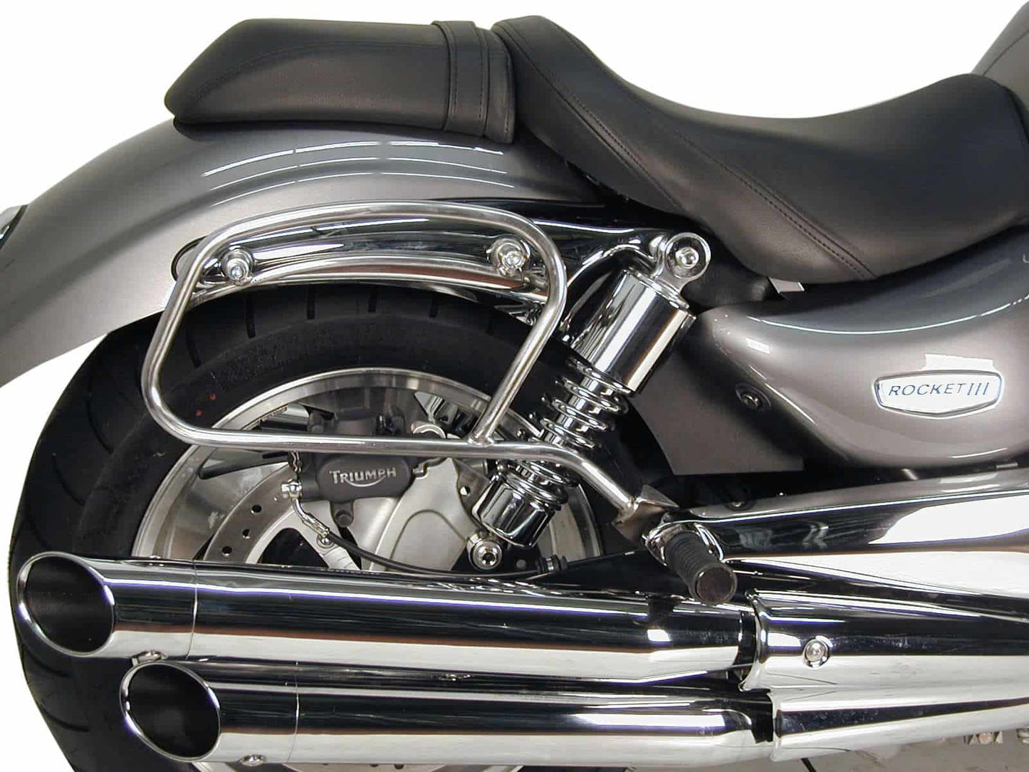 Hepco & Becker Leather bag holder tube-type - chrome for Triumph Rocket III (2004-2010)