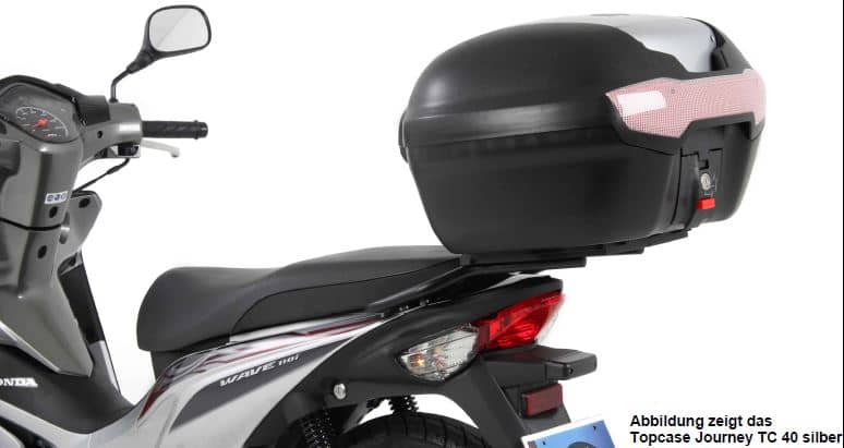 Hepco & Becker Journey Topcase 40 black/silver incl. modelspecific carrier SET for Honda Wave 110 i