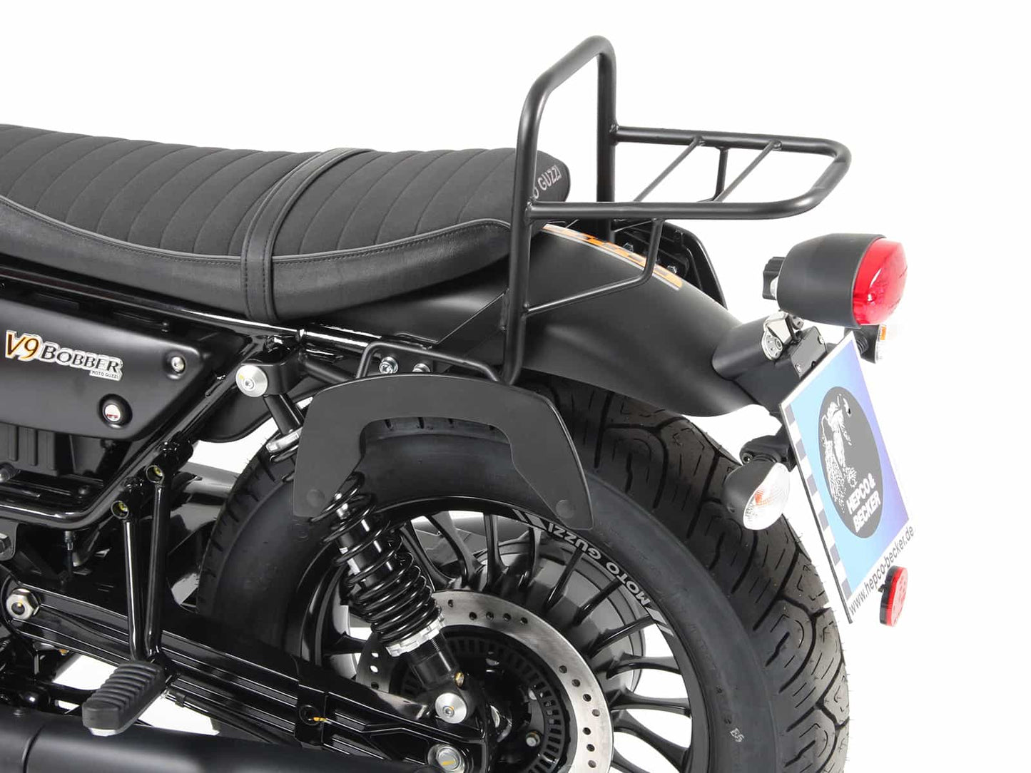 Hepco & Becker Topcase carrier tube-type black for model with short seat for Moto Guzzi V 9 Bobber (2016-2020)