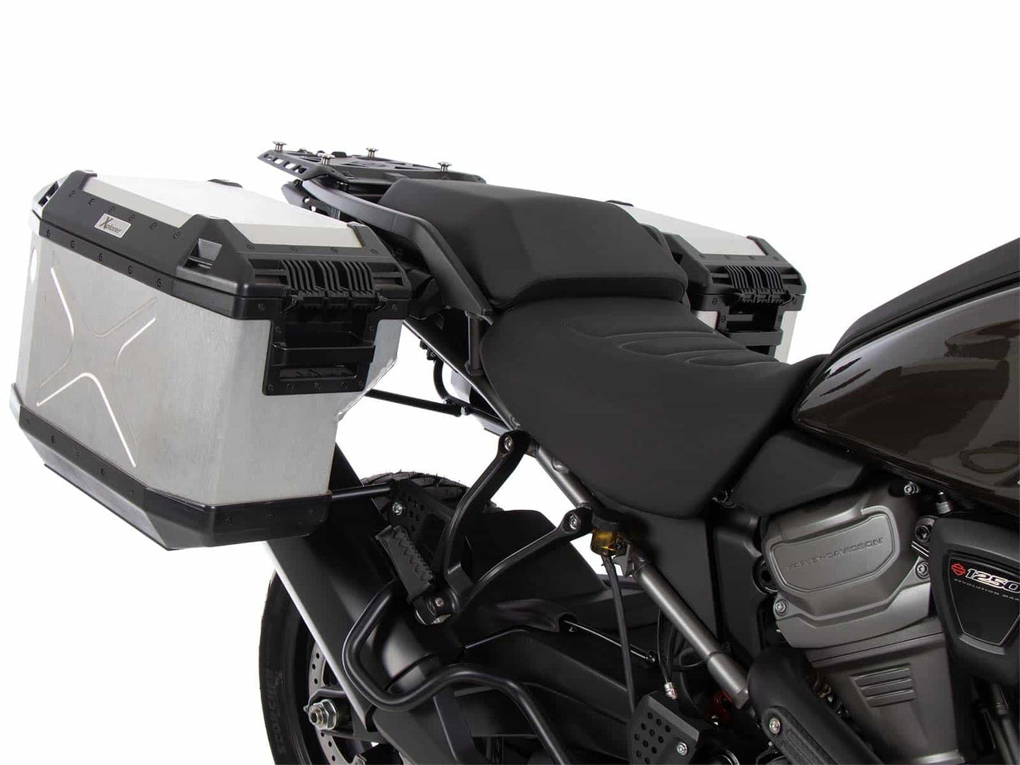 Hepco & Becker Side carrier cutout black incl. Xplorer silver sideboxes