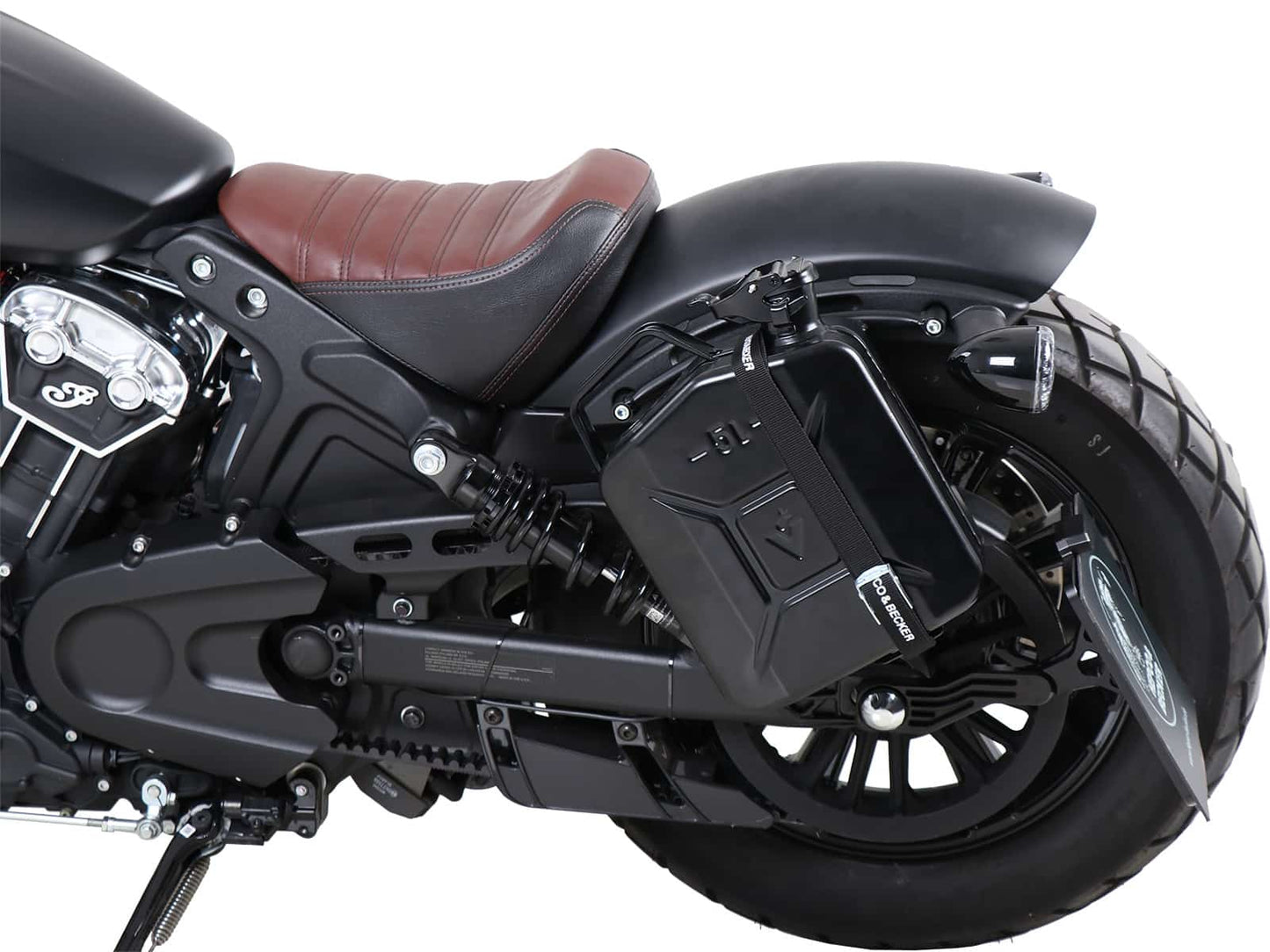 Hepco & Becker Canister 4 ltr. incl. holder left Cutout - black for Indian Scout Bobber / Sixty / Twenty / Rogue (2017-2024)