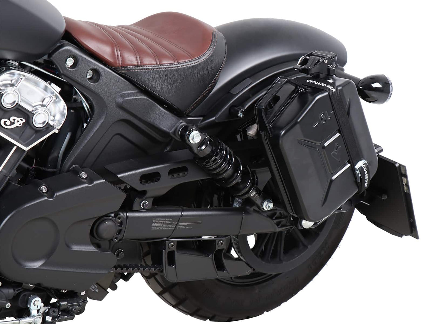 Hepco & Becker Canister 4 ltr. incl. holder left Cutout - black for Indian Scout Bobber / Sixty / Twenty / Rogue (2017-2024)