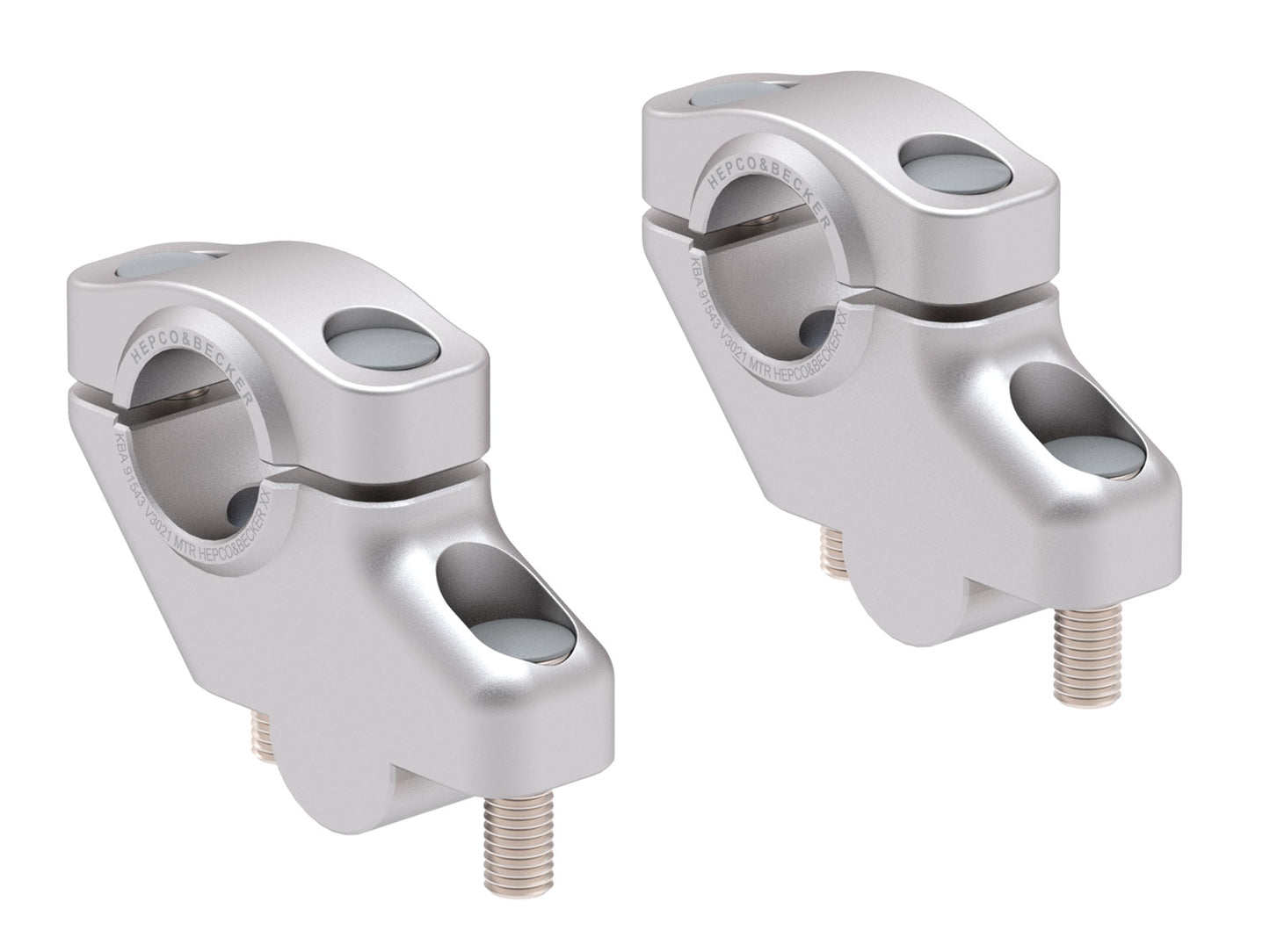 Hepco & Becker Offset Handlebar Riser for Yamaha FZ 8 Fazer (2010-2016), 30mm up, 21mm back - silver