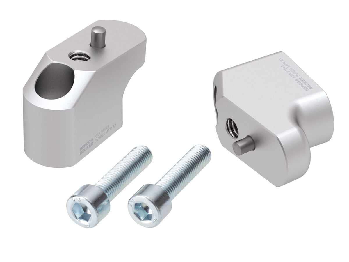 Hepco & Becker Handlebar riser with offset 30 mm high, 25 mm back, silver for Triumph Tiger 850 Sport (2021-)