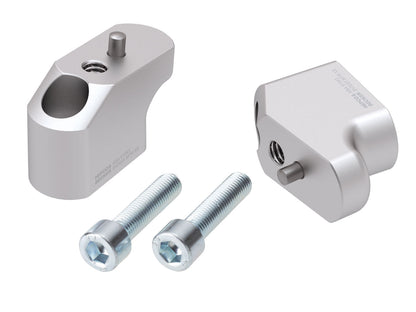 Hepco & Becker Handlebar riser with offset 30 mm high, 25 mm back, silver for Triumph Tiger 900 Rally / GT / Pro (2020-2023)