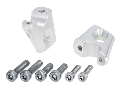 Hepco & Becker Handlebar riser with offset 30 mm high, 25 mm back, silver for BMW K 1600 B / GT / GTL / Grand America (2017-)