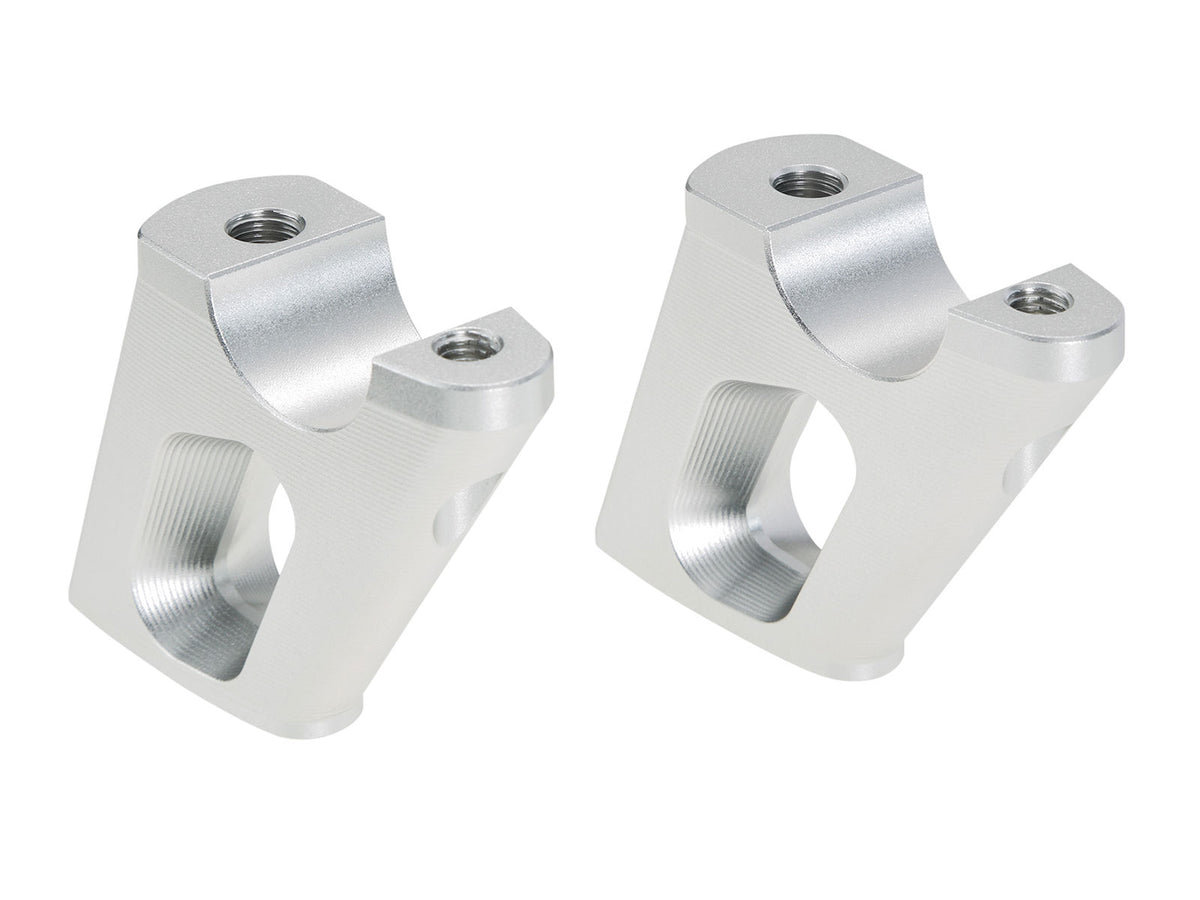 Hepco & Becker Handlebar riser with offset 25 mm high, 23 mm back, silver for BMW R nineT Pure (2017-2023)
