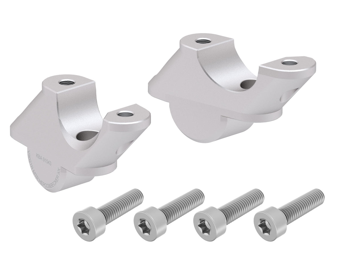 Hepco & Becker Handlebar riser with offset 30 mm high, 21 mm back, silver for BMW R 1250 R (2019-2025)