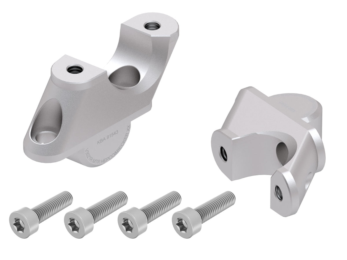 Hepco & Becker Handlebar riser with offset 30 mm high, 21 mm back, silver for BMW R 1200 R (2015-2018)
