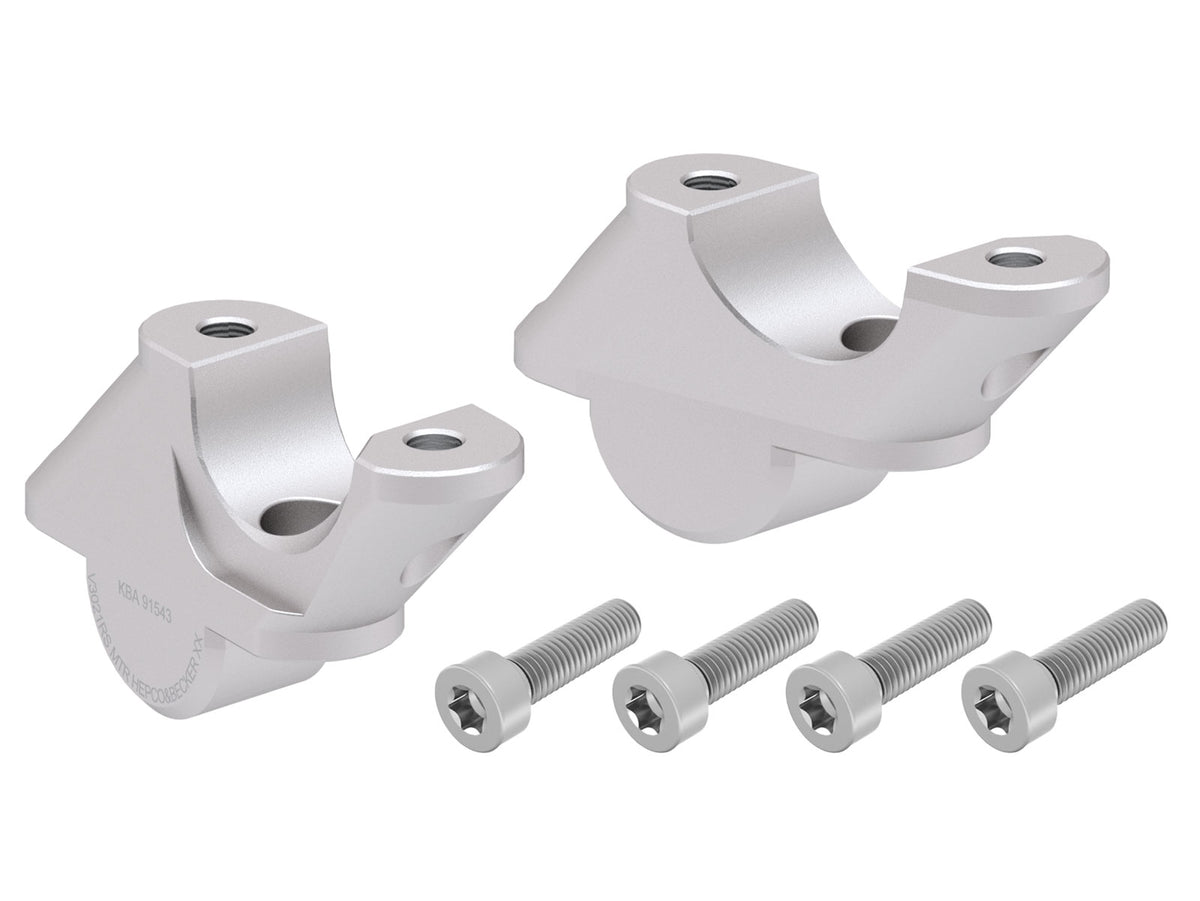 Hepco & Becker Handlebar riser with offset 30 mm high, 21 mm back, silver for BMW R 1250 RS (2019-) (only for RS handlebars)