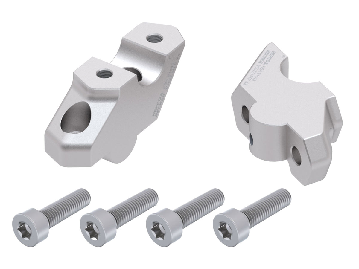 Hepco & Becker Handlebar riser with offset 30 mm high, 22 mm back, silver for BMW F 750 GS (2018-2023)