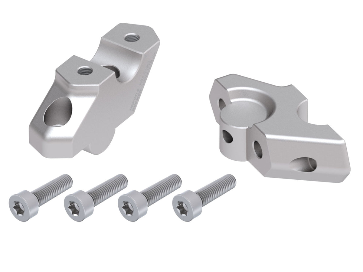 Hepco & Becker Handlebar riser with offset 30 mm high, 22 mm back, silver for BMW F 800 GS (2024-)