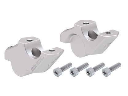 Hepco & Becker Handlebar riser with offset 30 mm high, 25 mm back, silver for BMW F 900 GS (2024-)