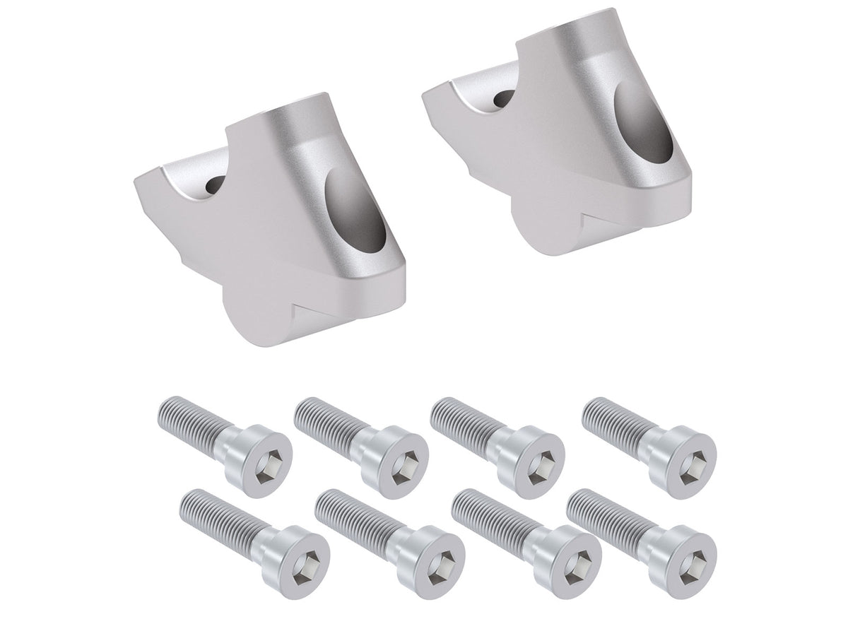 Hepco & Becker Handlebar riser with offset 30 mm high, 21 mm back, silver for Royal Enfield Super Meteor 650 (2023-)