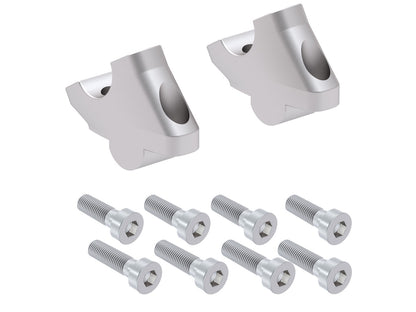 Hepco & Becker Handlebar riser with offset 30 mm high, 21 mm back, silver for Royal Enfield Super Meteor 650 (2023-)
