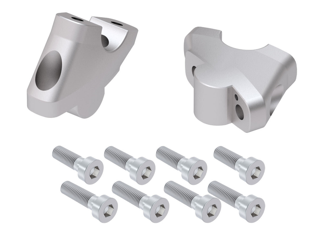 Hepco & Becker Handlebar riser with offset 30 mm high, 21 mm back, silver for Royal Enfield Super Meteor 650 (2023-)