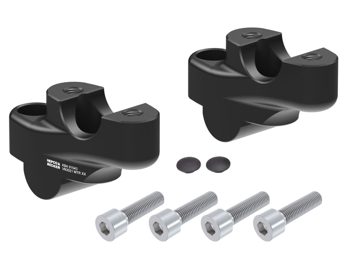 Hepco & Becker Handlebar riser with offset 30 mm high, 21 mm back, black for Honda NC 750 X / DCT (2021-)