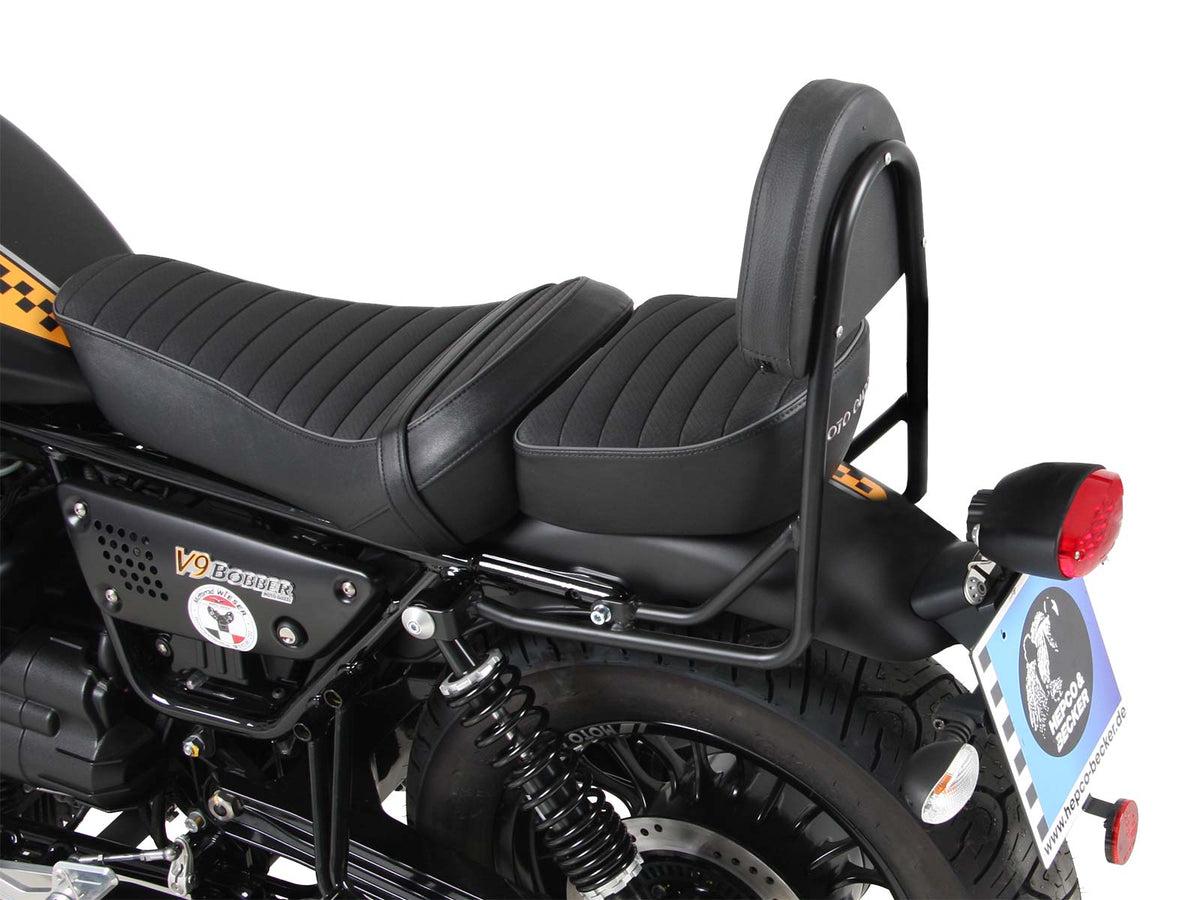 Hepco & Becker Sissybar without rearrack for long seat - black for Moto Guzzi V9 Bobber/Special Edition (2021-2025) with long seat