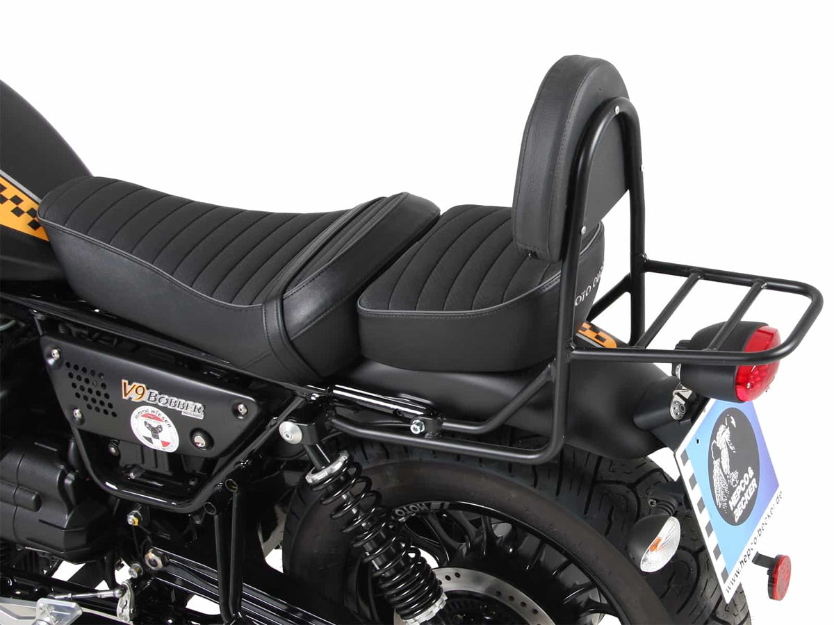 Hepco & Becker Sissybar with rearrack black for Moto Guzzi V 9 Roamer (long seat)(2017-2025)