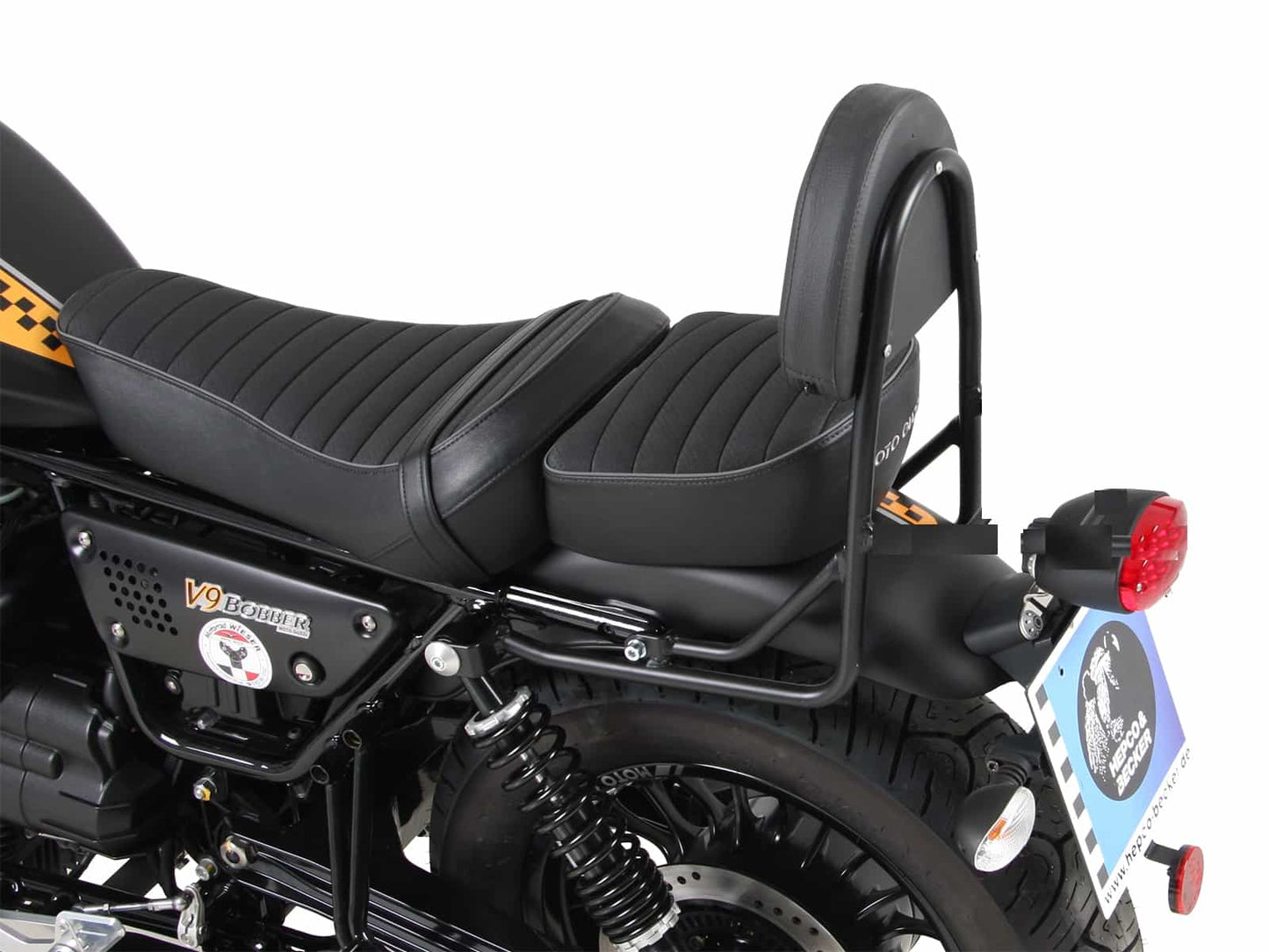 Hepco & Becker Sissybar without rearrack for long seat - black for Moto Guzzi V9 Bobber with long seat (2017-2020)