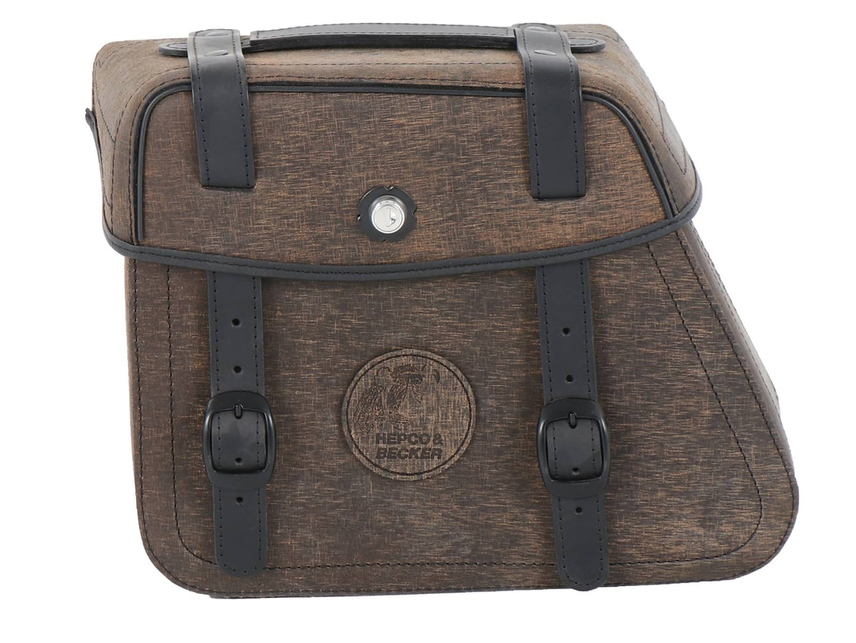 Hepco & Becker Leather single bag Rugged brown left for cutout