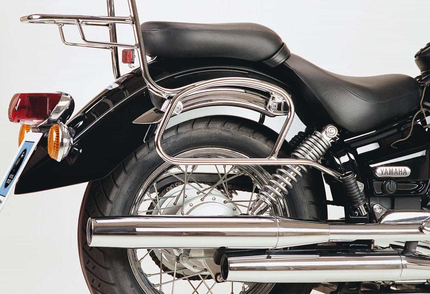 Hepco & Becker Leather bag holder tube-type - chrome for Yamaha XVS 125/250 Drag Star (2000-2004)
