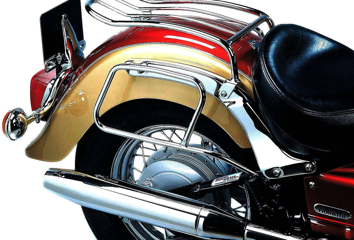Hepco & Becker Leather bag holder tube-type - chrome for Yamaha XVS 650 Drag Star Classic (1998-2007)