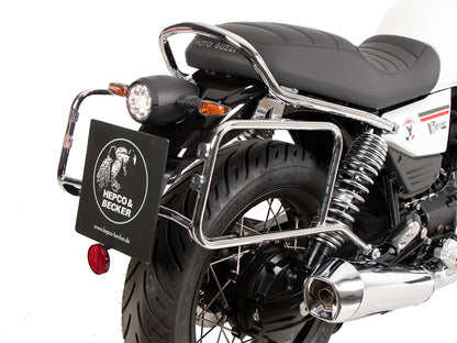 Hepco & Becker Side carrier permanent mounted chrome for Moto Guzzi V7 Stone / Special (850 ccm) (2021-2024)