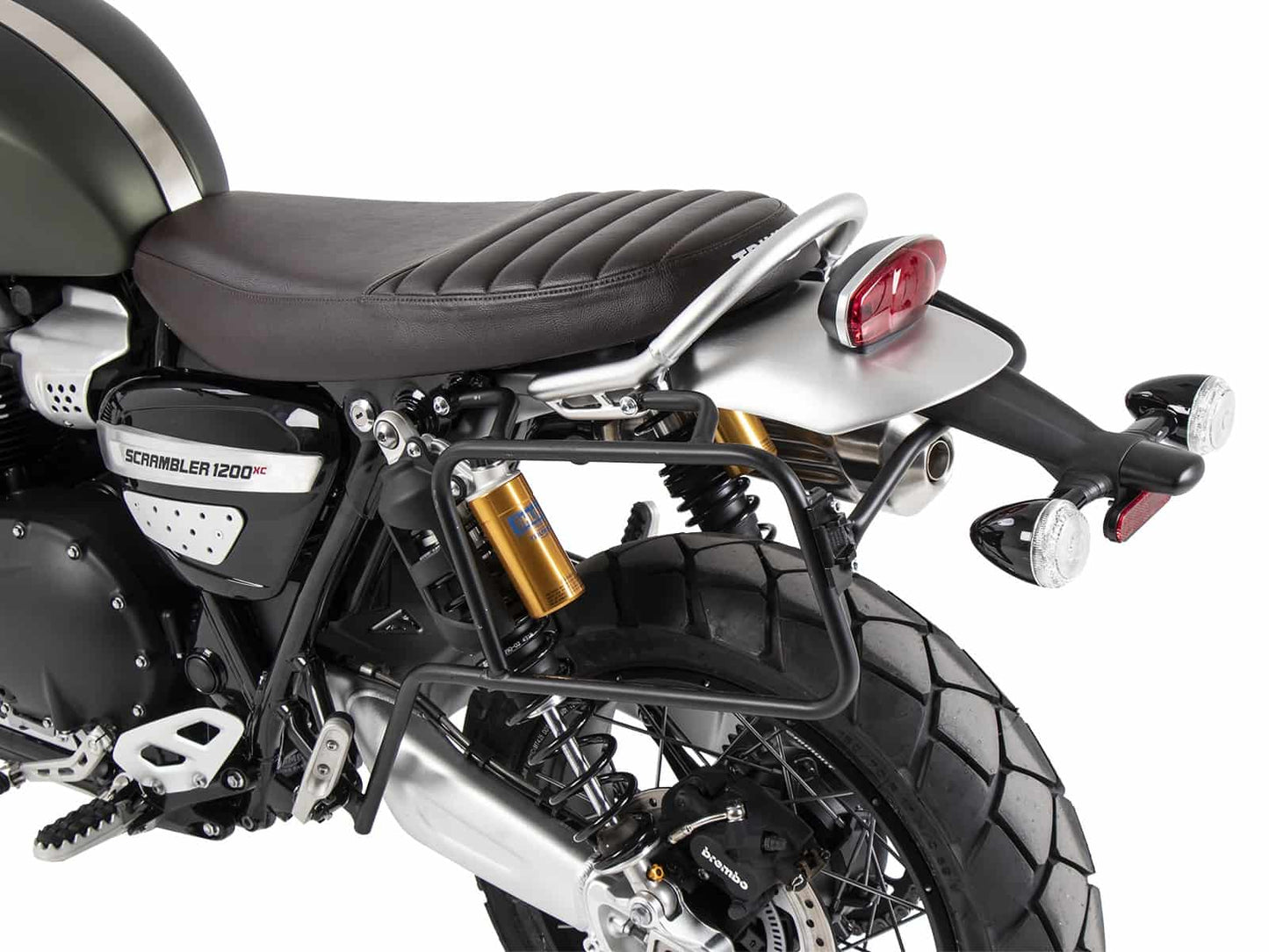 Hepco & Becker Sidecarrier one-sided left permanent mounted black for Triumph Scrambler 1200 XC (2019-2023)