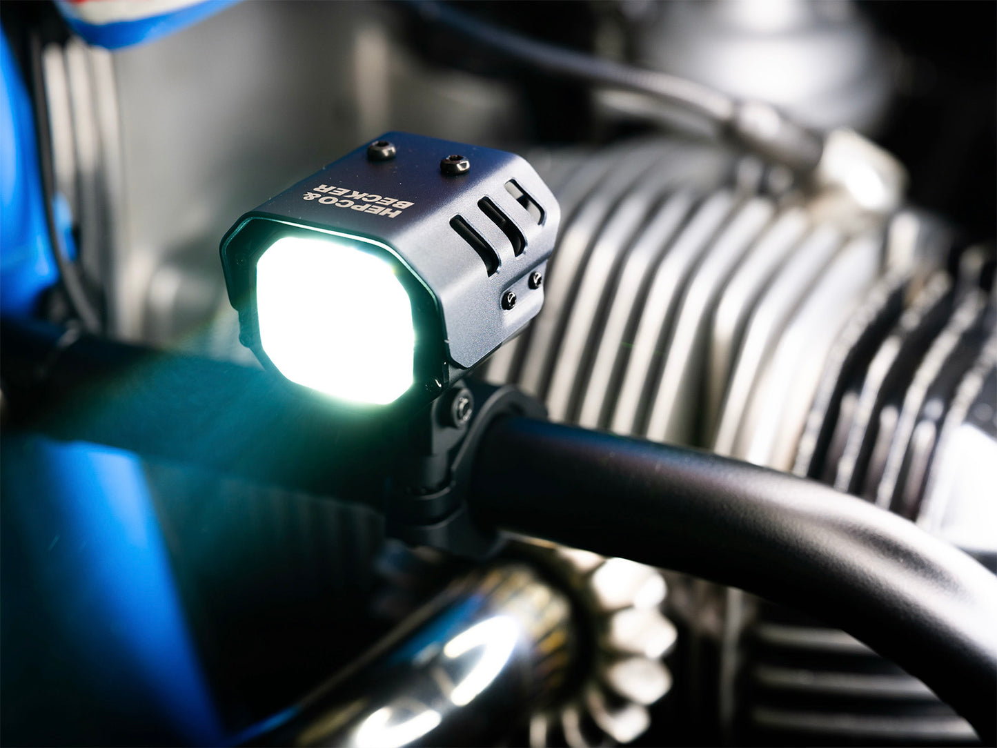Hepco & Becker LED Auxiliary headlights "Nova" - Set for Ø18-25mm Crashbars | Motorcycle Foglights Kit with universal mount