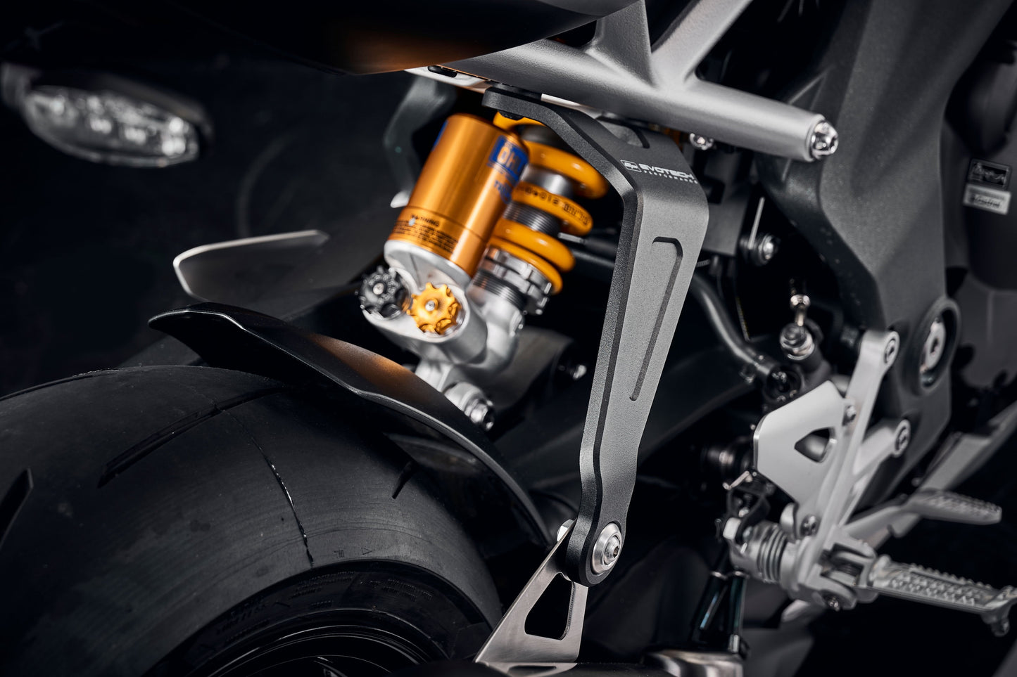 Evotech Triumph Speed Triple 1200 RS Black Exhaust Hanger (2021 - 2024)