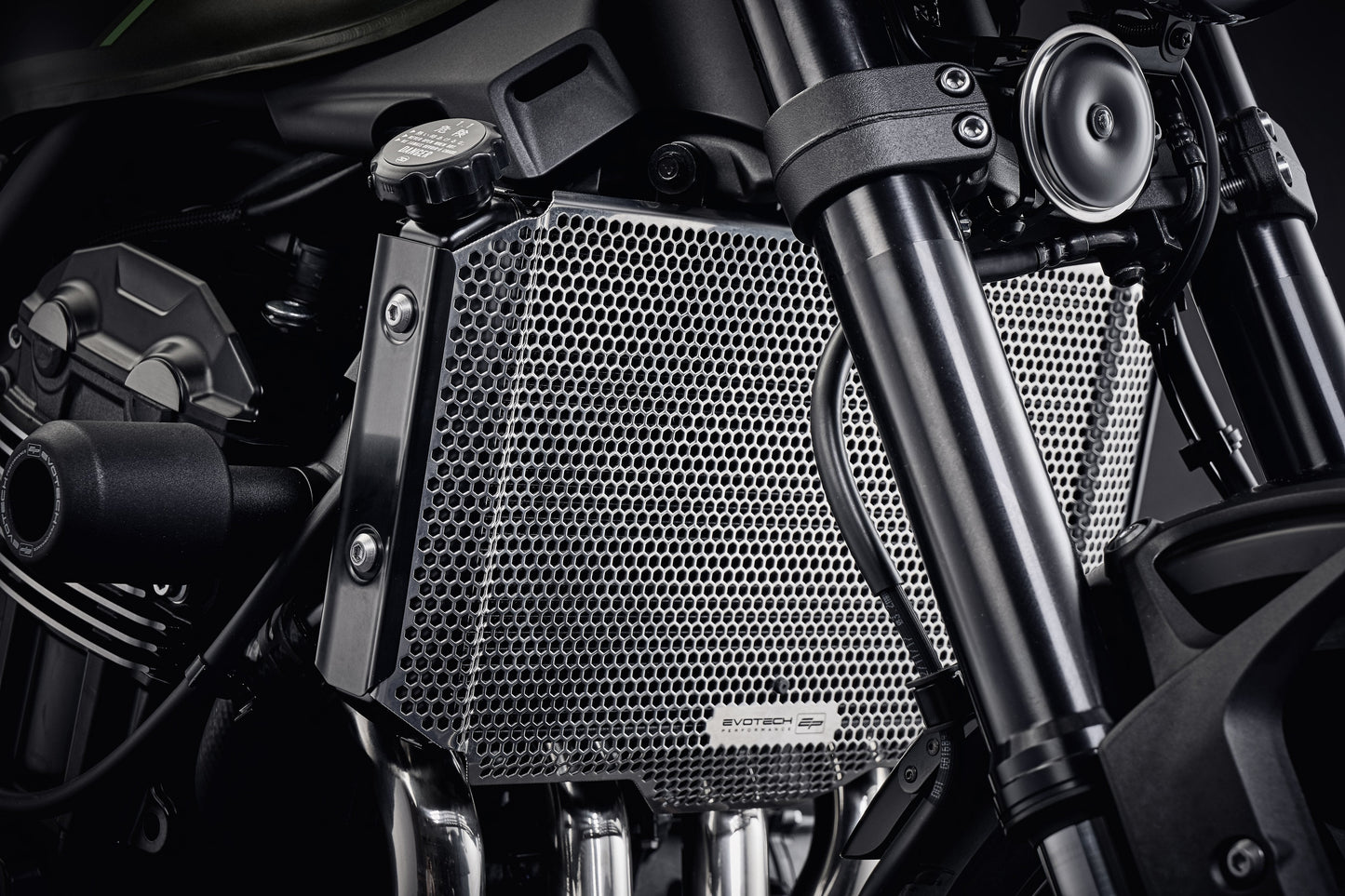 Evotech Kawasaki Z900RS Radiator Guard (2018 - 2020) (Stainless Steel)