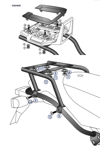 Hepco & Becker Alurack top case carrier black for BMW HP 2 (2005-2008)