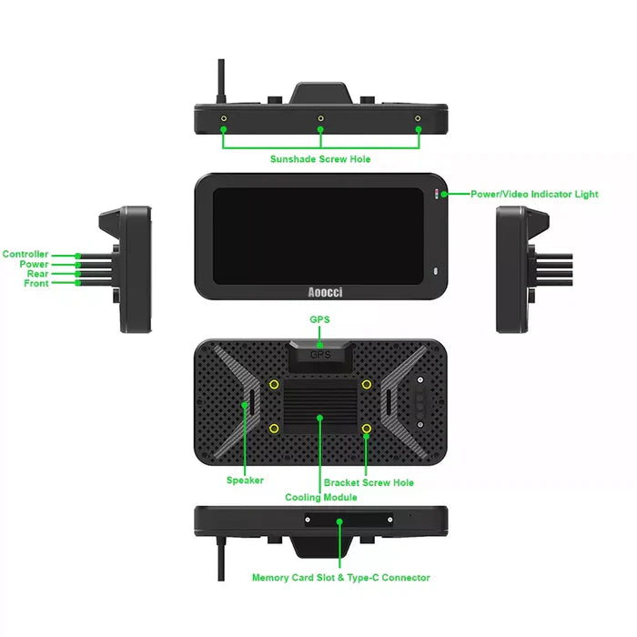 Aoocci C6 Pro 6.25" - Display / F&R Camera / Wireless CarPlay / TPMS / Bluetooth / Remote
