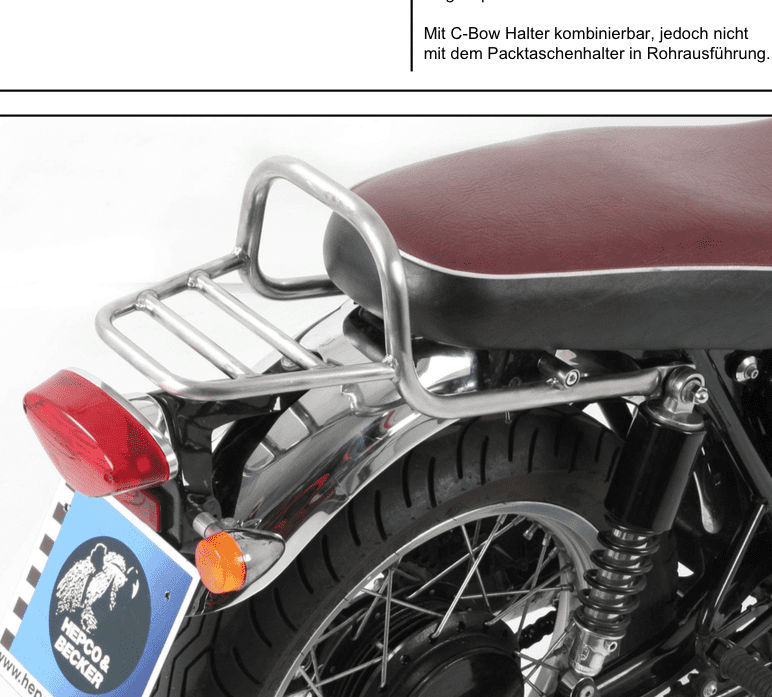 Hepco & Becker Tube rear rack chrome for Kawasaki W 650 (1999-2006) / W 800 (2011-2016)
