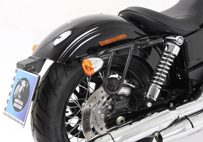 Hepco & Becker Saddlebag holder Cutout - black for Harley-Davidson Dyna Street Bob (2005-2017) / Super Glide/Custom (2005-2013) / Low Rider (2006-2017) / Wide Glide (2009-2017)