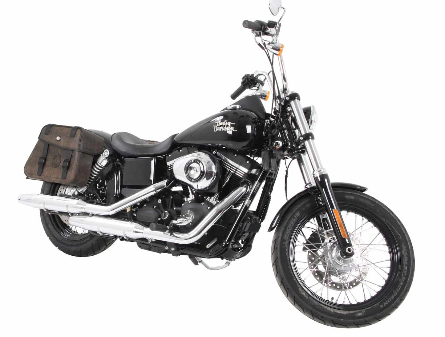 Hepco & Becker Saddlebag holder Cutout - black for Harley-Davidson Dyna Street Bob (2005-2017) / Super Glide/Custom (2005-2013) / Low Rider (2006-2017) / Wide Glide (2009-2017)