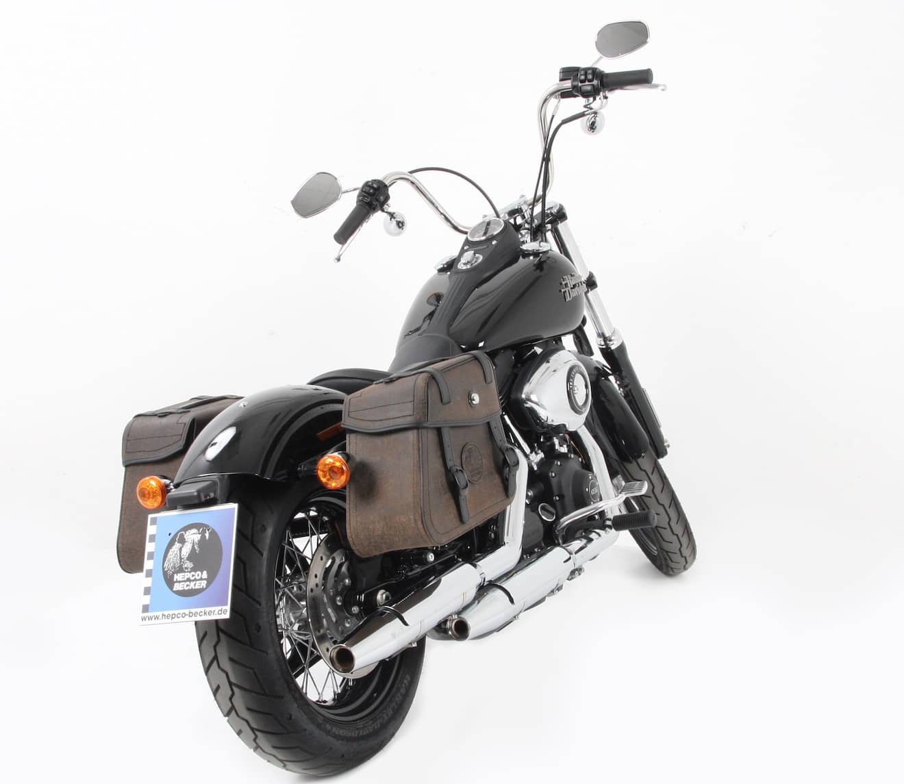 Hepco & Becker Saddlebag holder Cutout - black for Harley-Davidson Dyna Street Bob (2005-2017) / Super Glide/Custom (2005-2013) / Low Rider (2006-2017) / Wide Glide (2009-2017)