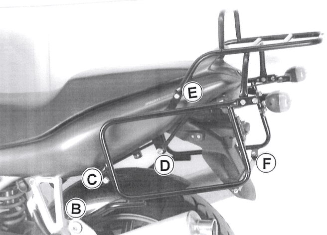 Hepco & Becker Complete carrier set (side- and topcase carrier) black for Ducati 944 ST 2/3/4 (1997-2003)