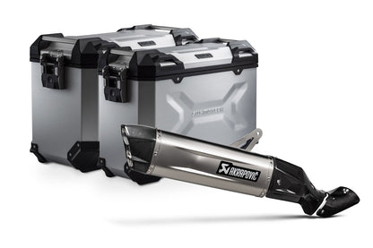SW-Motech TRAX ADV aluminum case system + Akrapovic