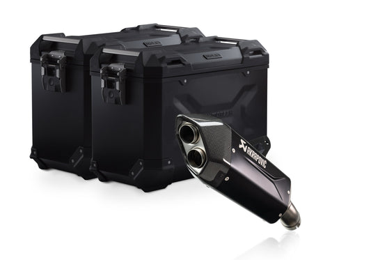 SW-Motech TRAX ADV aluminium case system + Akrapovic